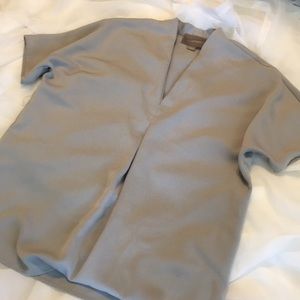 Gray Satin/Silk Like Dolman Dress Office Shirt